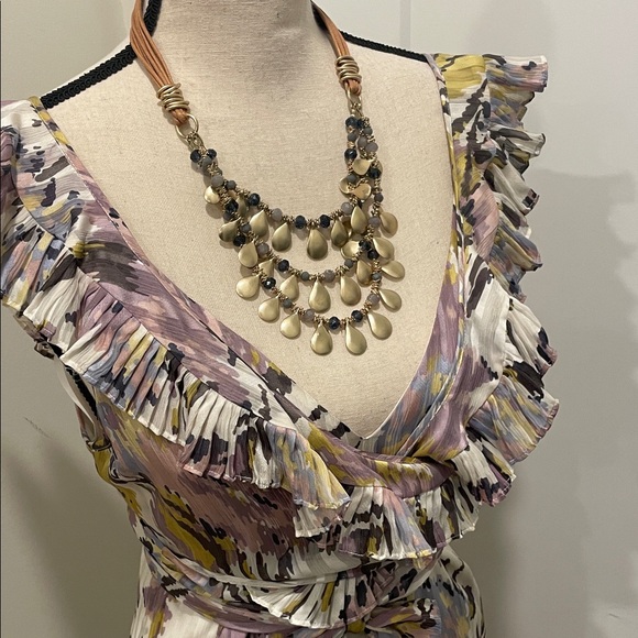 BCBGMaxAzria Multicolor Ruffle Midi Dress - Picture 3 of 11